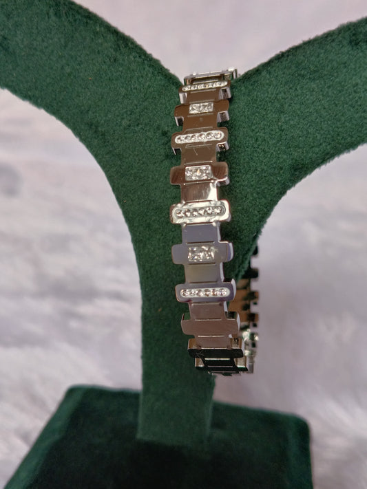 Stainless Steel Kada with Stones
