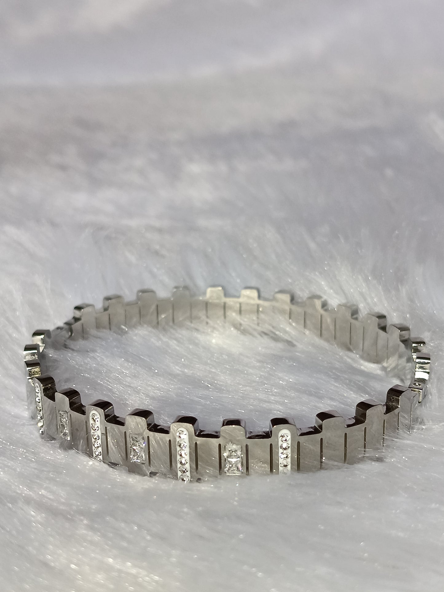 Stainless Steel Kada with Stones