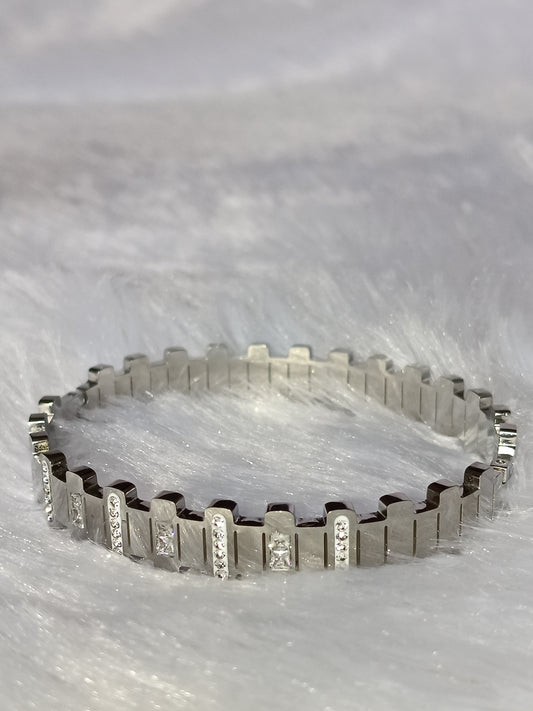 Stainless Steel Kada with Stones