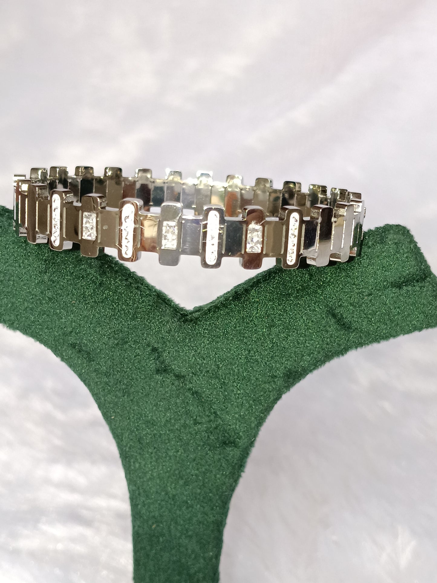 Stainless Steel Kada with Stones