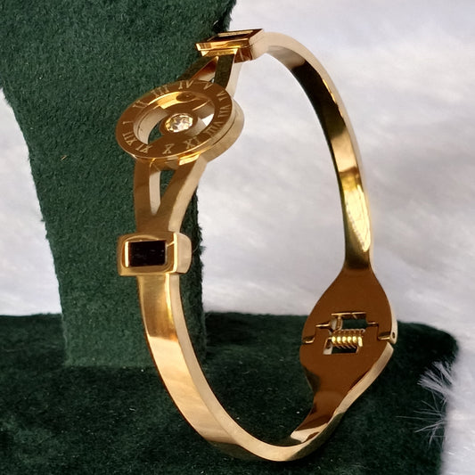 Gold Plated Bracelet with Stone in Center
