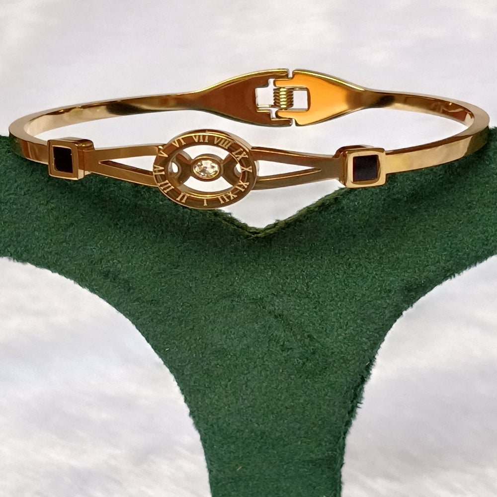 Gold Plated Bracelet with Stone in Center