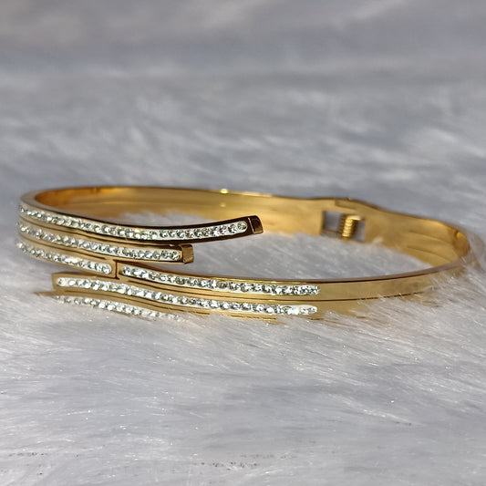 Gold Plated Kada with Stones