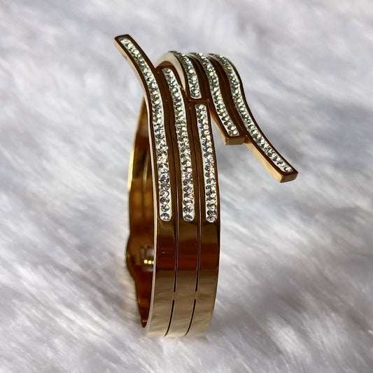 Gold Plated Kada with Stones
