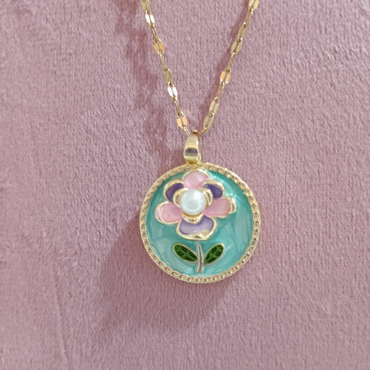 Chain Pendant with Floral Design