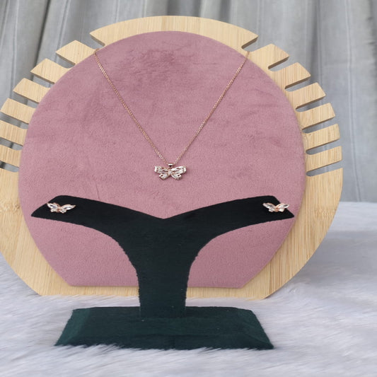 Chain Pendant with Earrings Rose Gold Finish