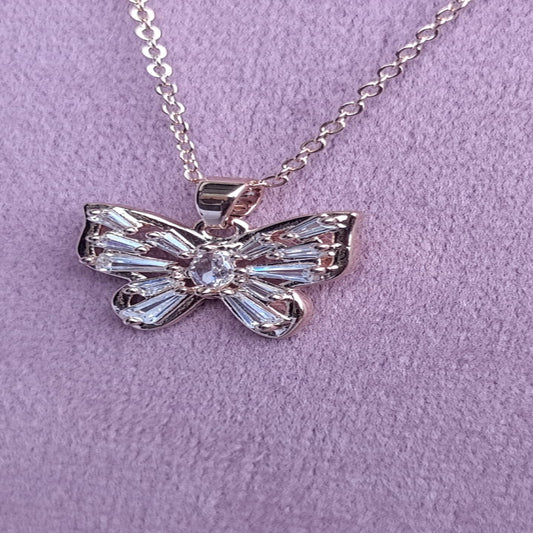 Chain Pendant with Earrings Rose Gold Finish
