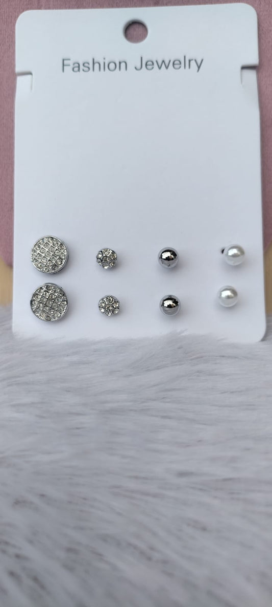 Chain Pendant with Earrings Silver Finish