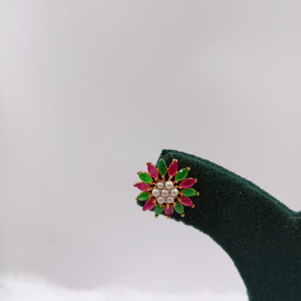 Moti Earrings (Green & Pink)