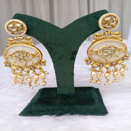 Traditional Long Earrings with Stones