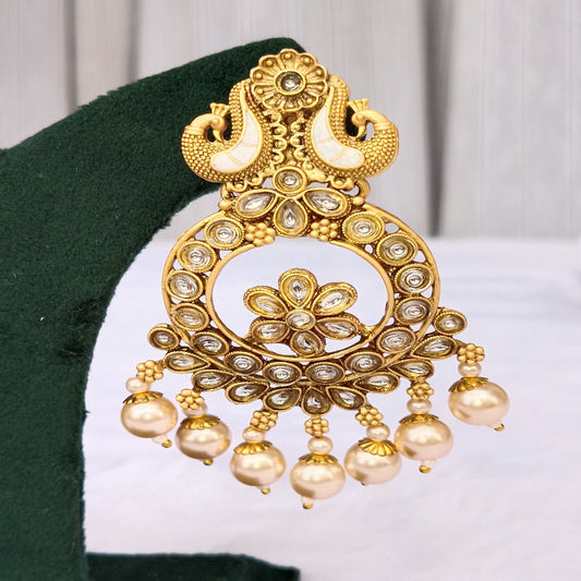 Traditional Long Earrings with Pearl Stones