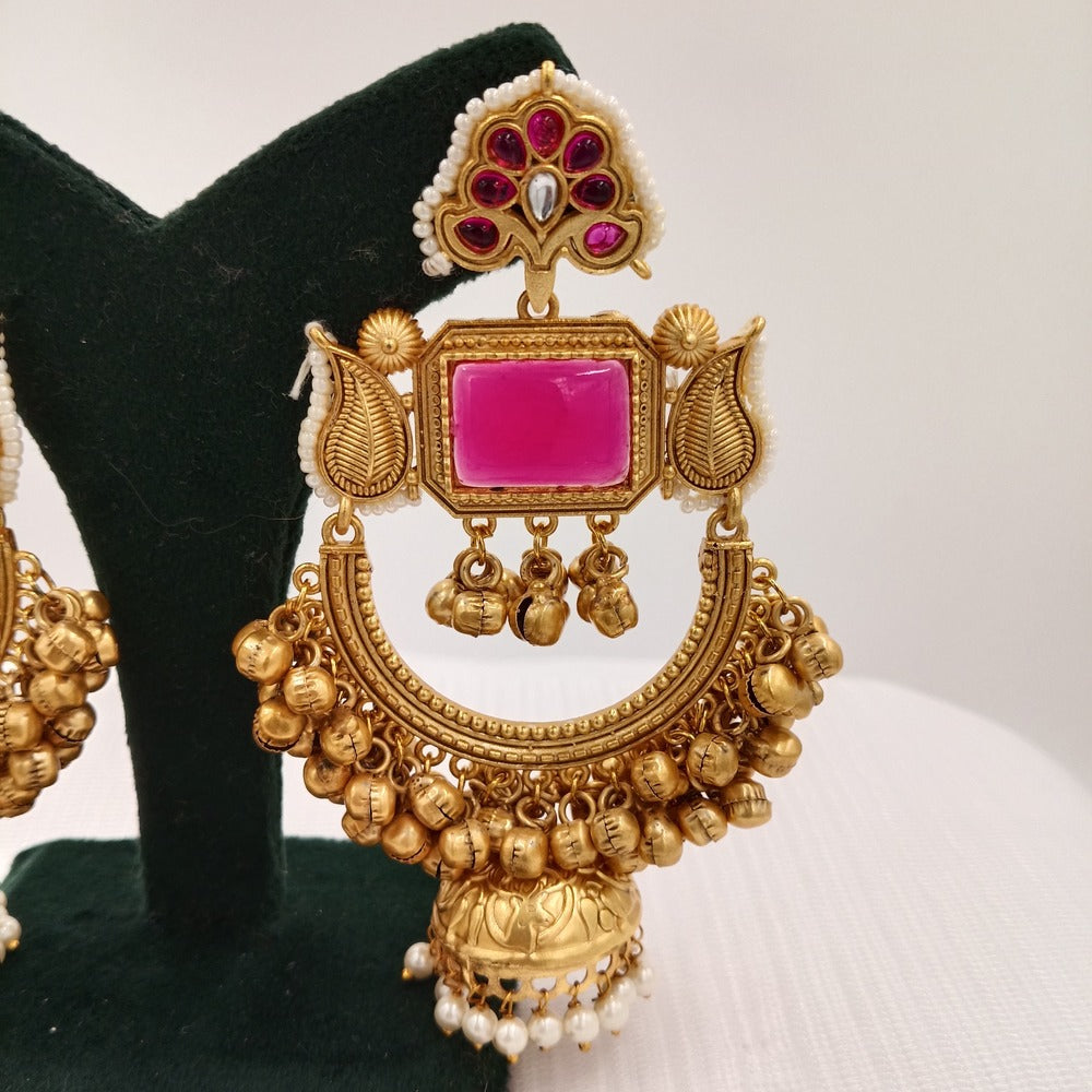 Kashmiri Earrings with Square Stones