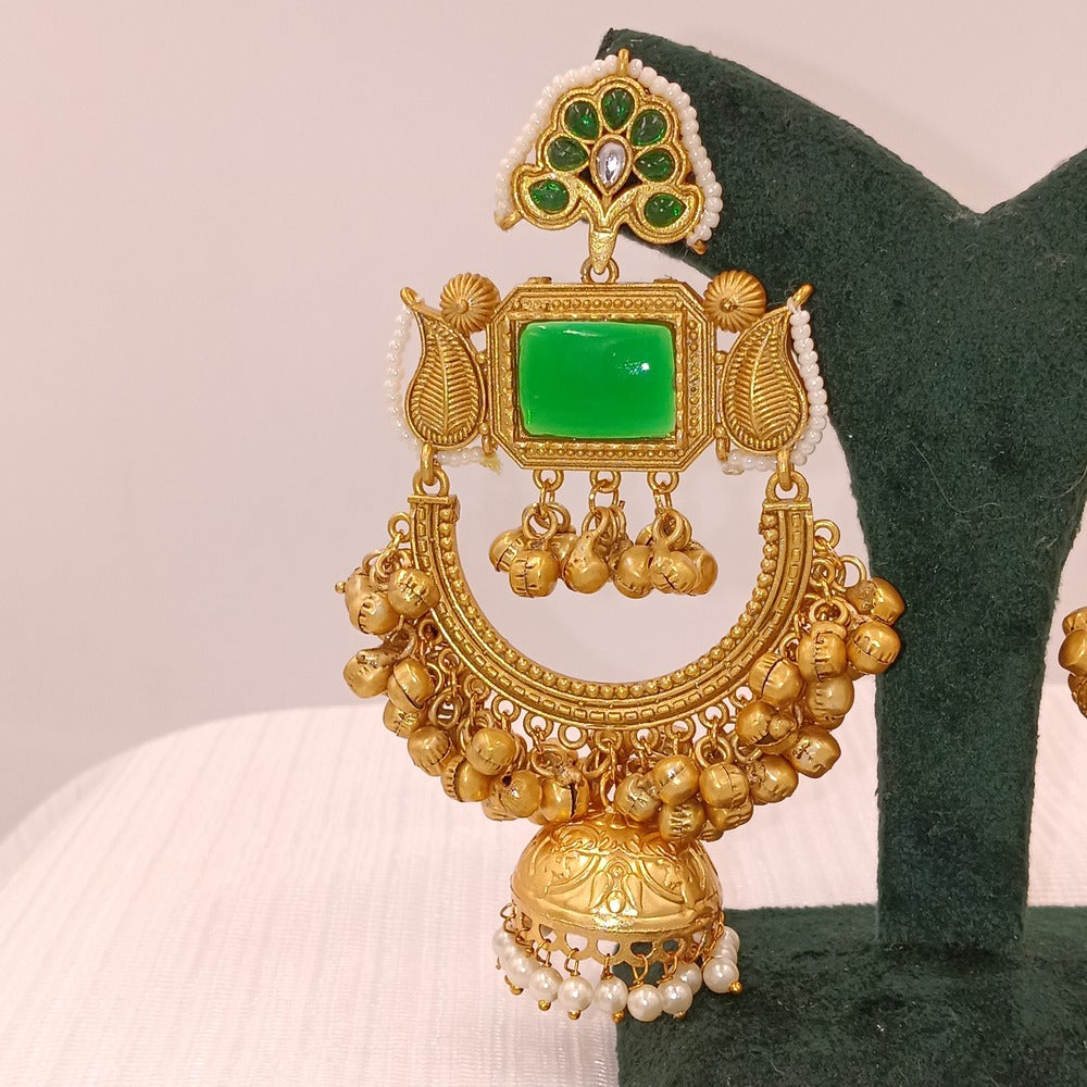 Kashmiri Earrings with Square Stones