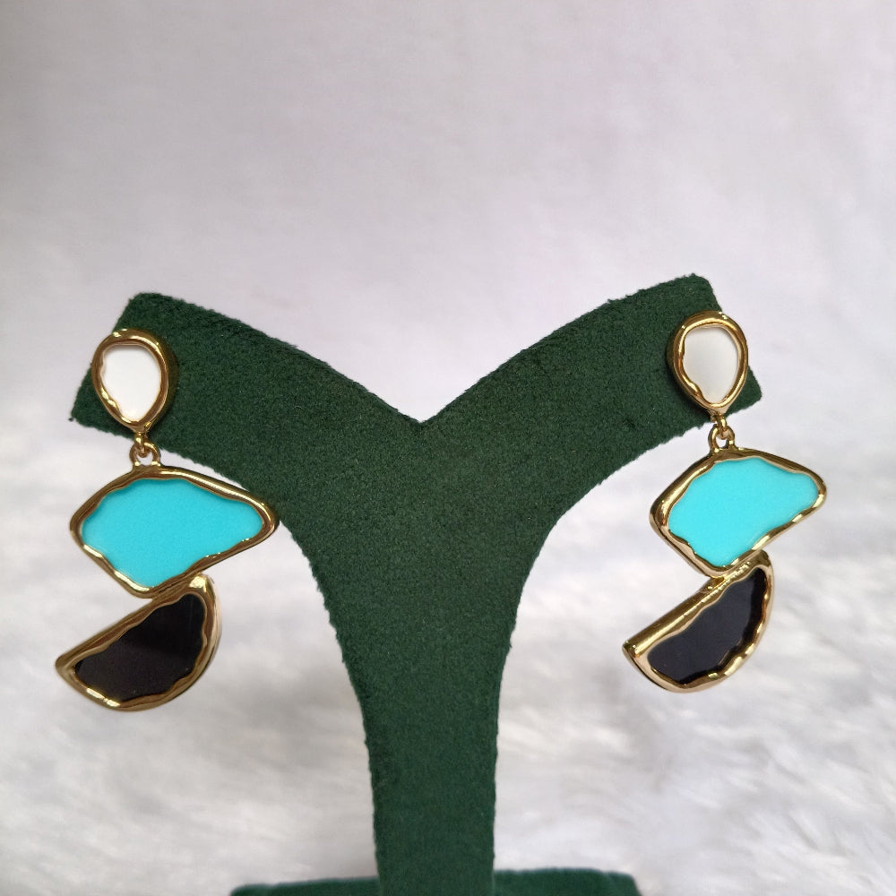 Earrings with Black, Blue & White Color