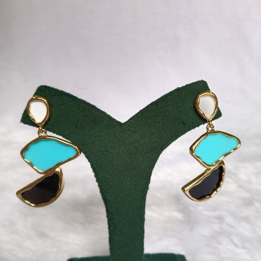 Earrings with Black, Blue & White Color