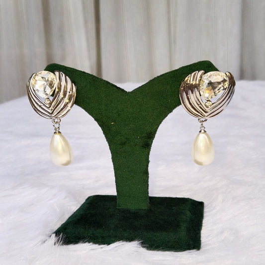Earrings with Stone and Pearl Drop