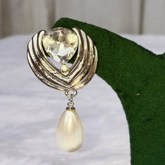 Earrings with Stone and Pearl Drop