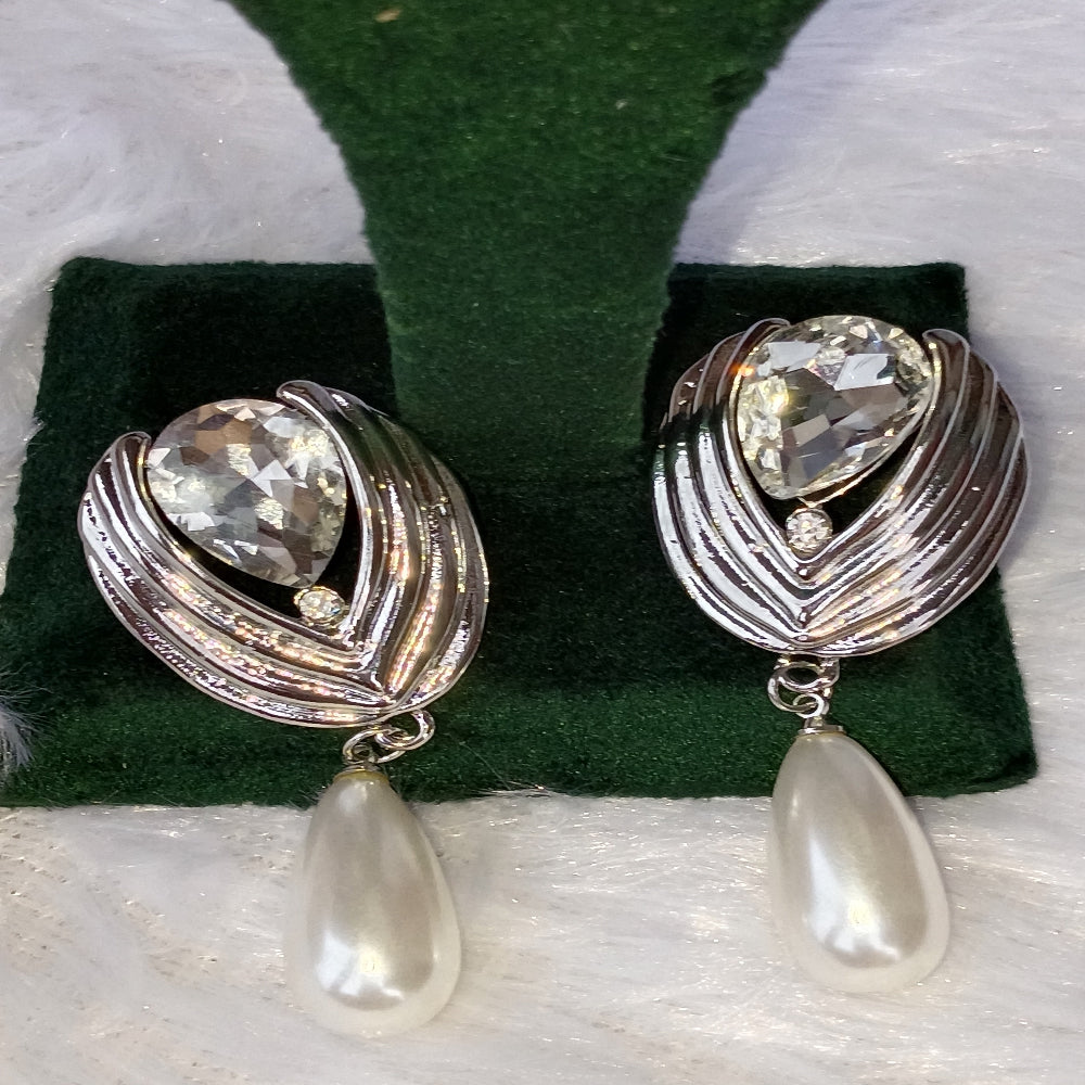 Earrings with Stone and Pearl Drop