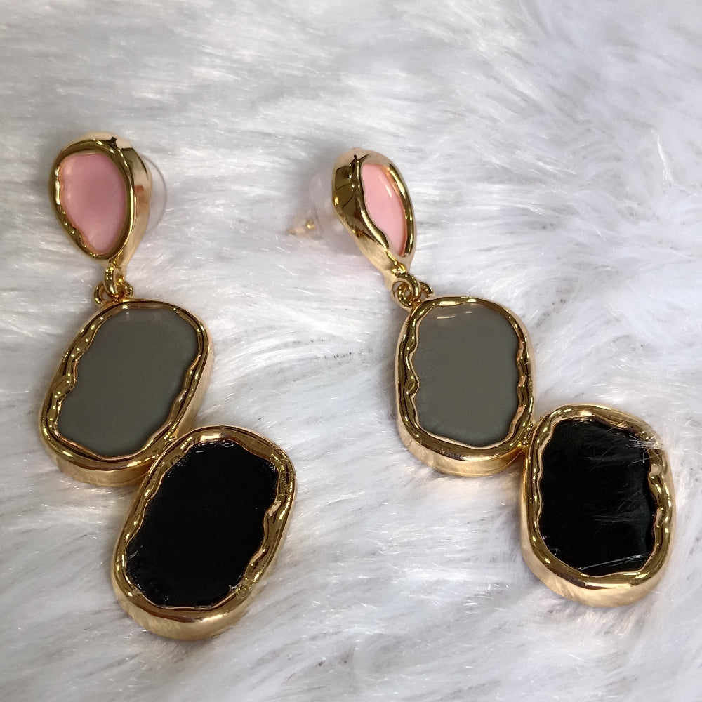 Earrings with Black, Grey & Pink Color