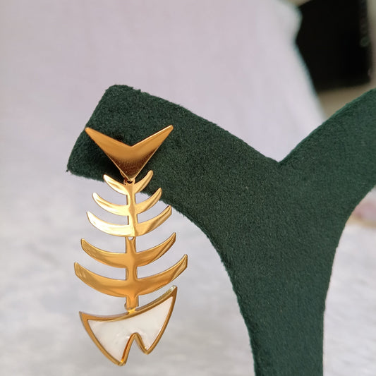 Earrings with Golden Finish & Ship Design