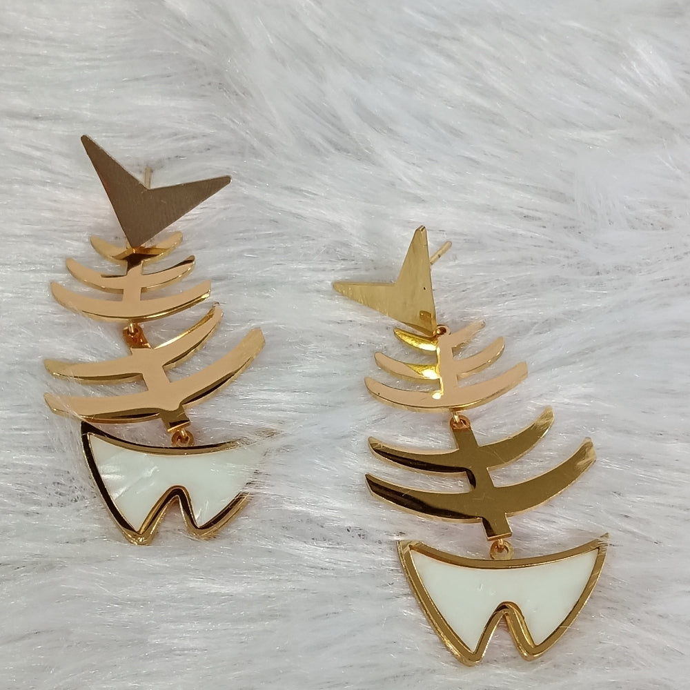 Earrings with Golden Finish & Ship Design