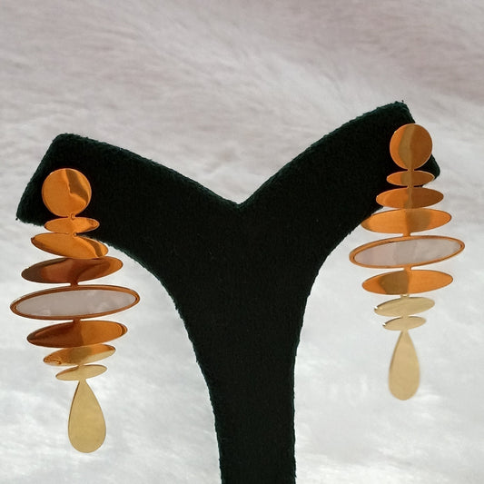 Earrings with Golden Finish & Spiral Design