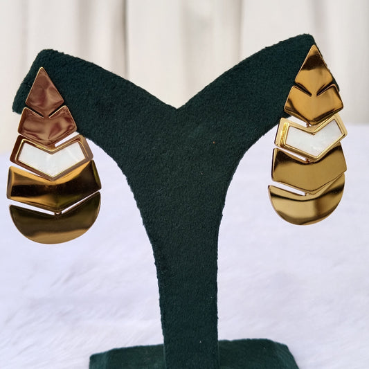 Earrings with Golden Finish & Geometric Design