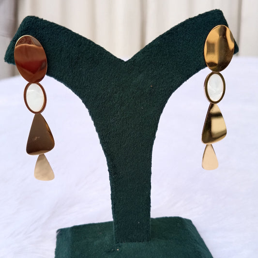 Earrings with Golden Finish & Ring Design