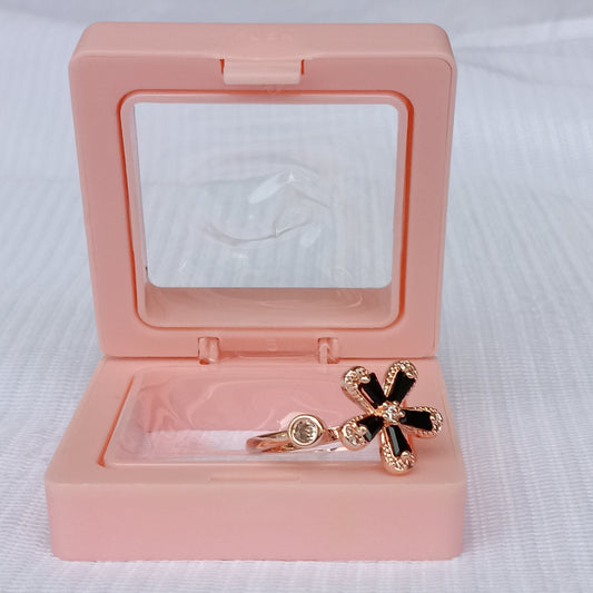 Adjustable Finger Ring with Black Stones