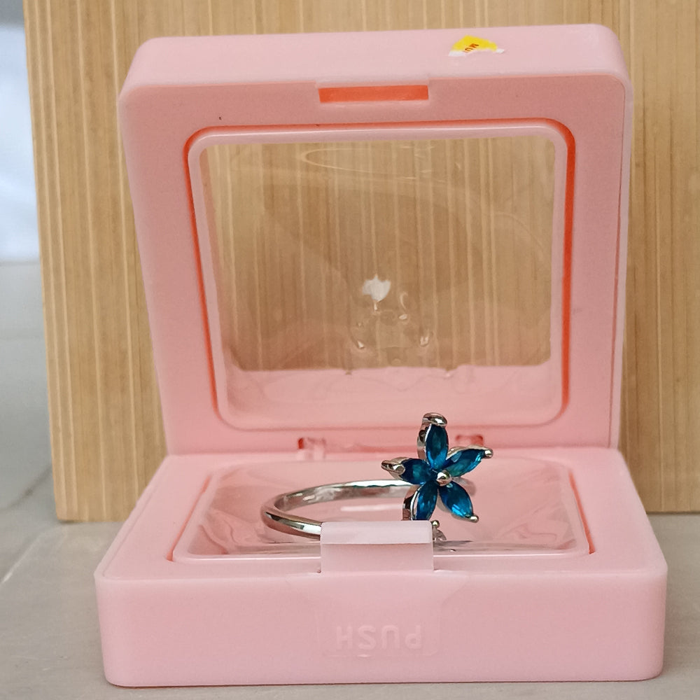 Adjustable Finger Ring with Blue Color Stones