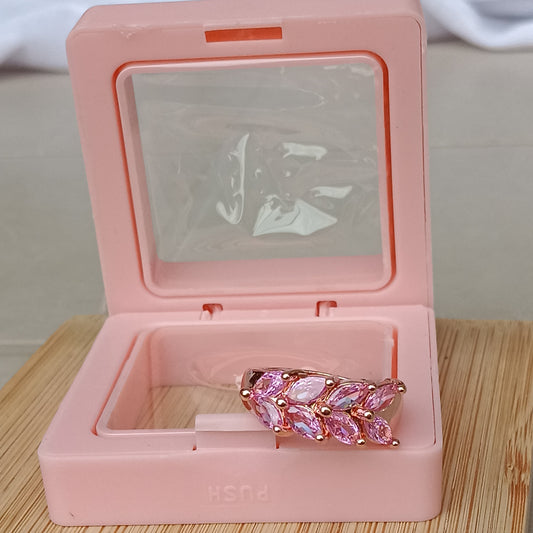 Adjustable Finger Ring with Pink Color Stones