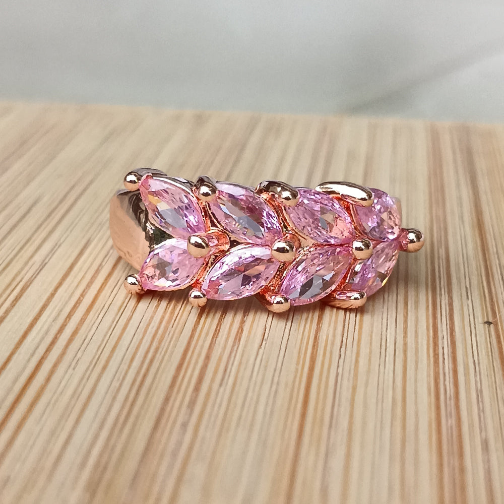 Adjustable Finger Ring with Pink Color Stones