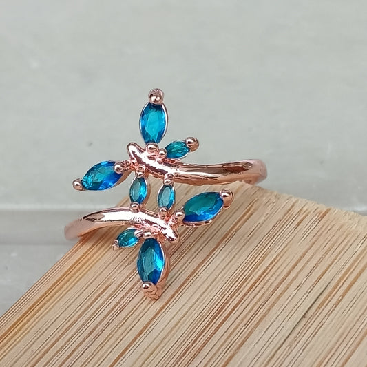Adjustable Finger Ring with Blue Color Stones