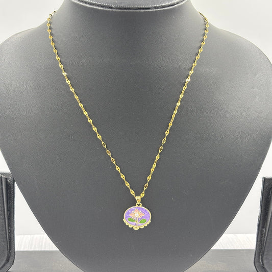 Chain Pendant with Floral Design