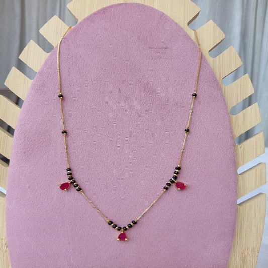 Short Mangalsutra with Red Stones