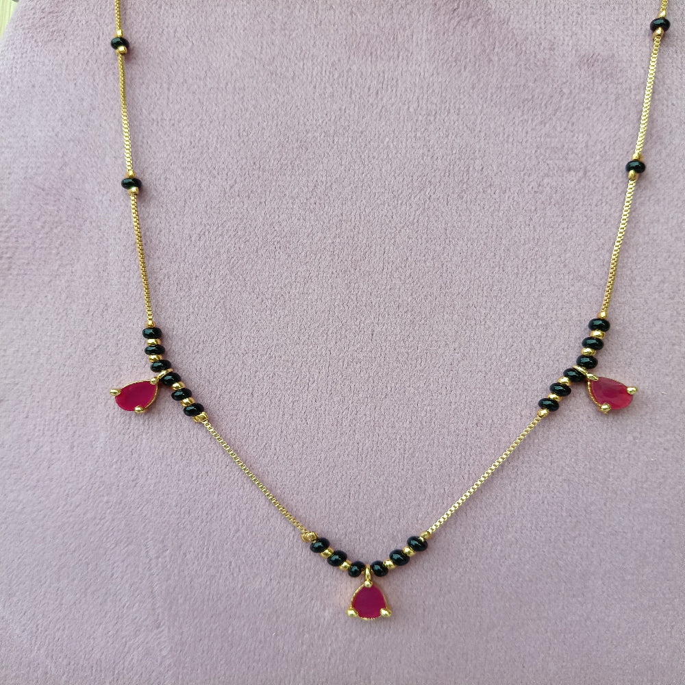 Short Mangalsutra with Red Stones