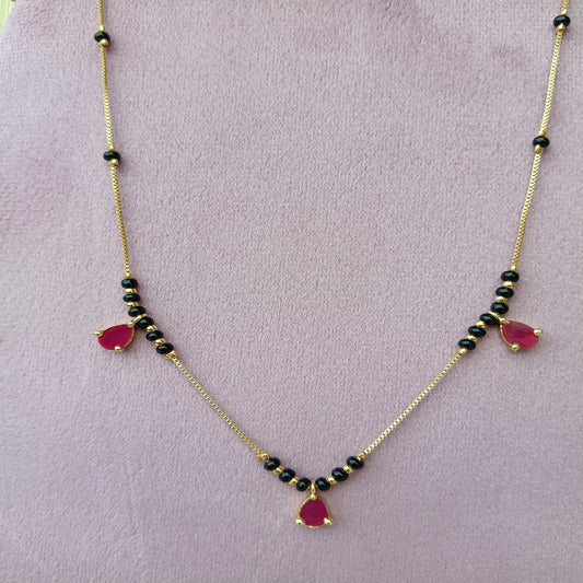 Short Mangalsutra with Red Stones