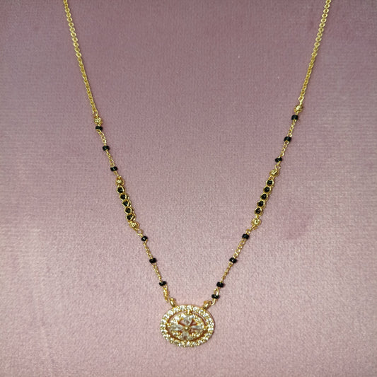 Short Mangalsutra with Crystal Stones Pendant
