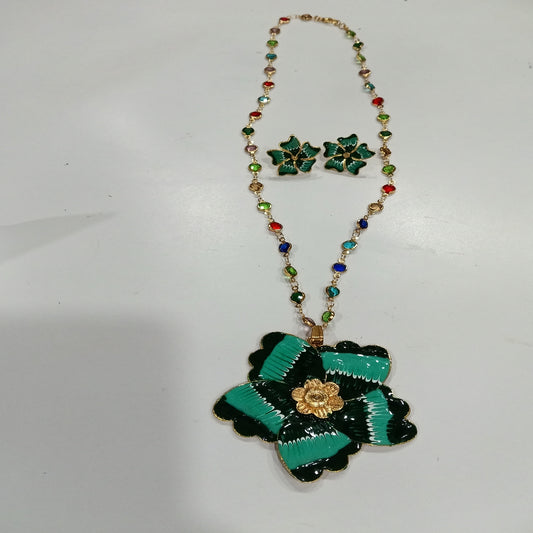 Long Necklace Set (Multicolor Stone Chain)