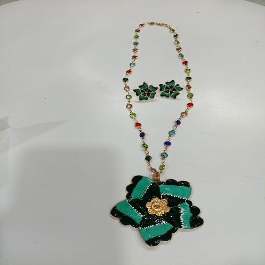Long Necklace Set (Multicolor Stone Chain)
