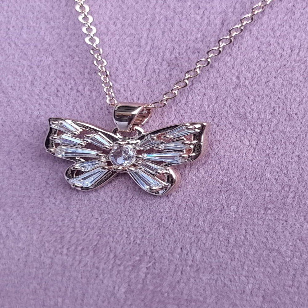 Chain Pendant with Earrings Rose Gold Finish