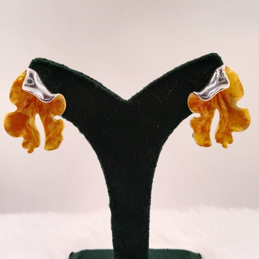 Glossy Amber or Yellow Color Statement Earrings
