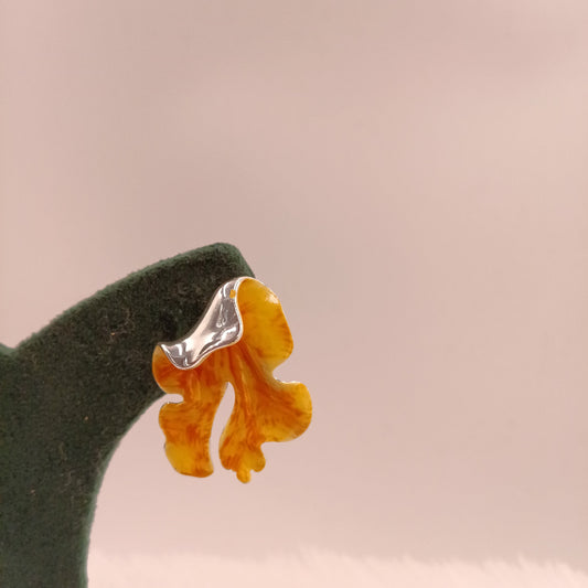 Glossy Amber or Yellow Color Statement Earrings