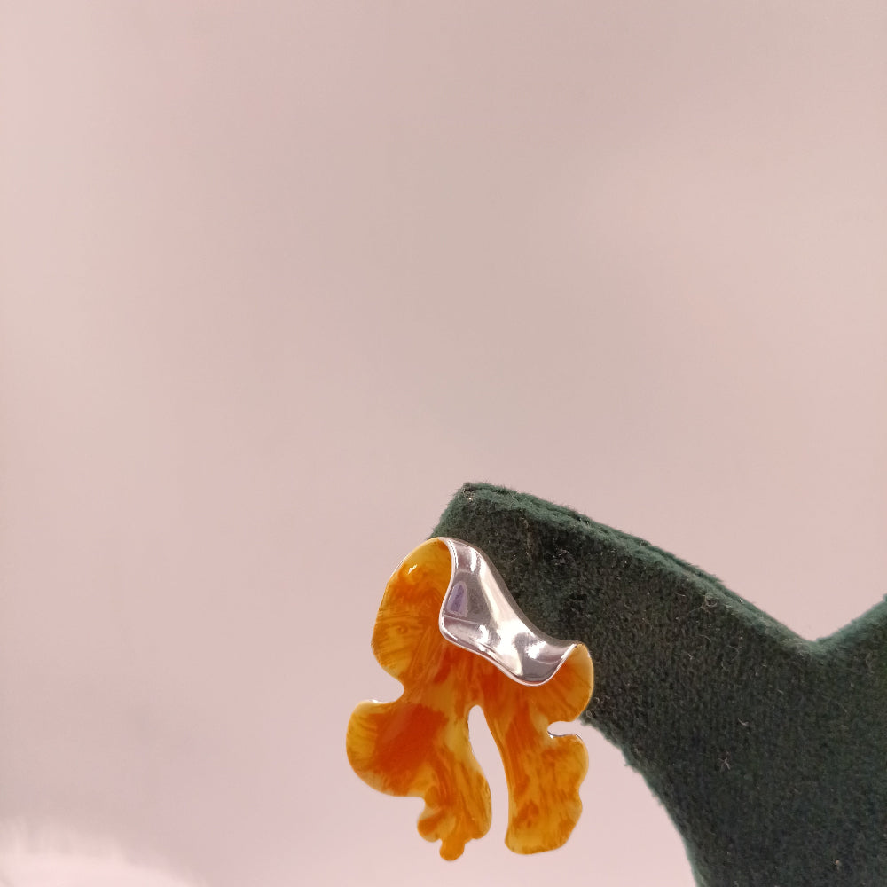 Glossy Amber or Yellow Color Statement Earrings