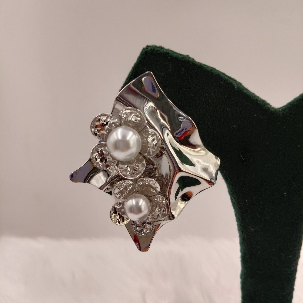 Silver Color Earrings with Pearl