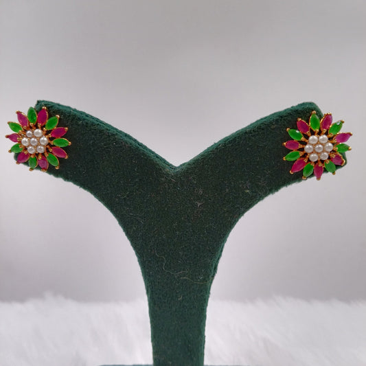 Moti Earrings (Green & Pink)