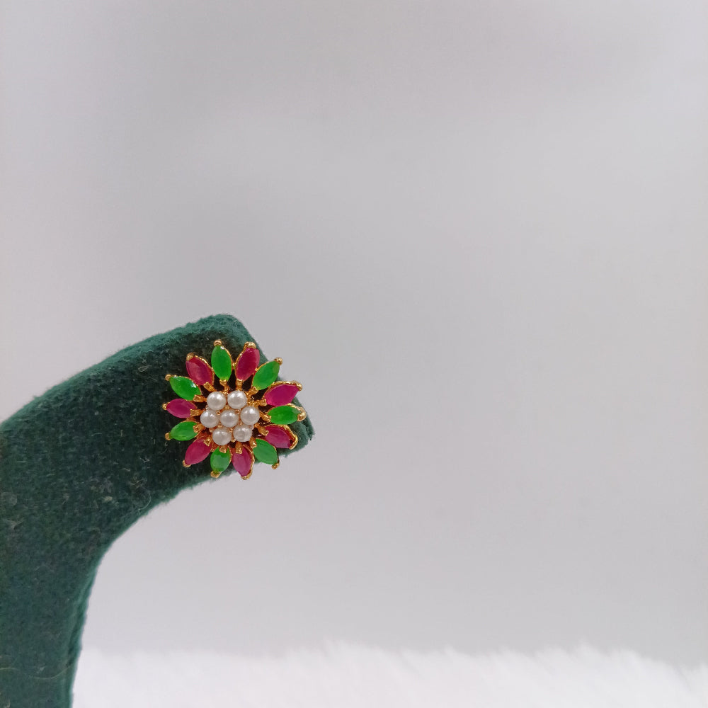 Moti Earrings (Green & Pink)