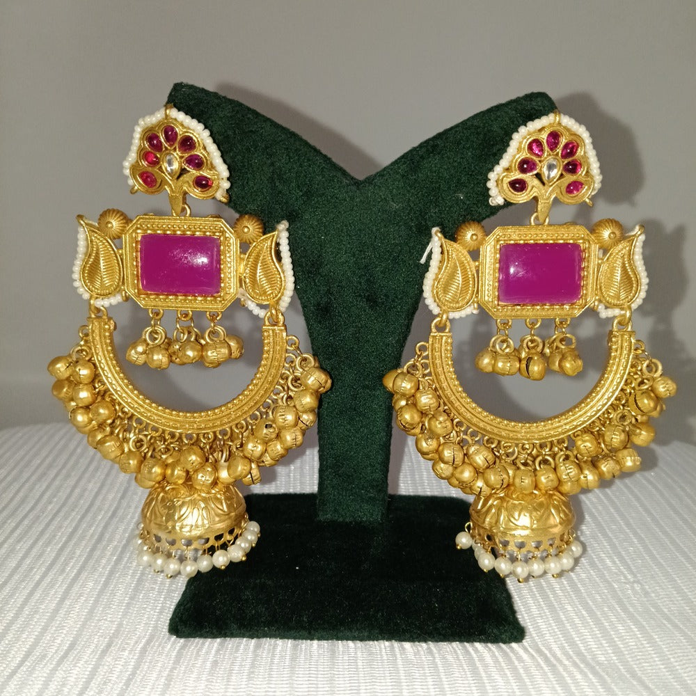 Kashmiri Earrings with Square Stones
