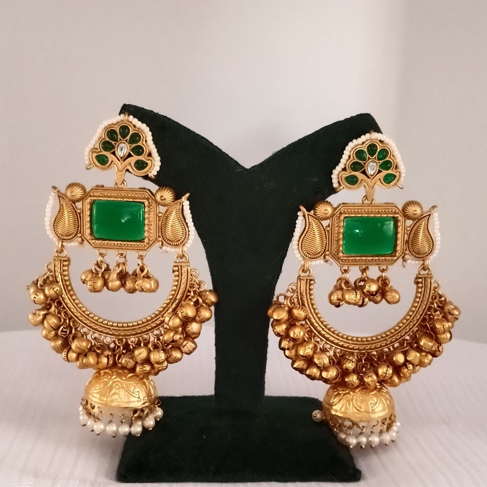 Kashmiri Earrings with Square Stones