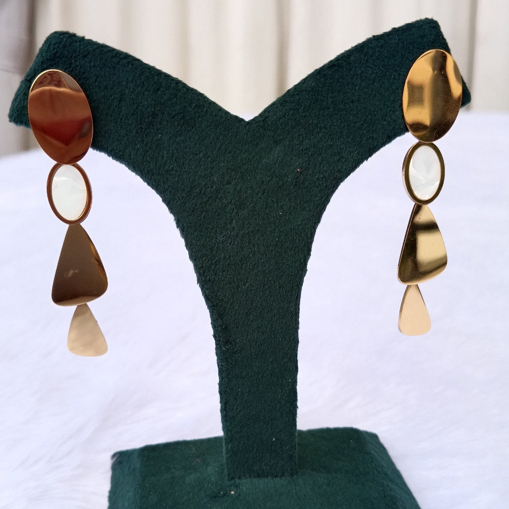 Earrings with Golden Finish & Ring Design